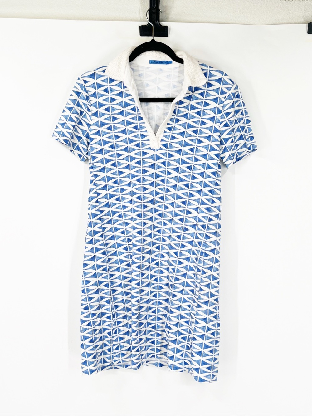 J. McLaughlin Short Sleeve Collared Shift Dress Printed